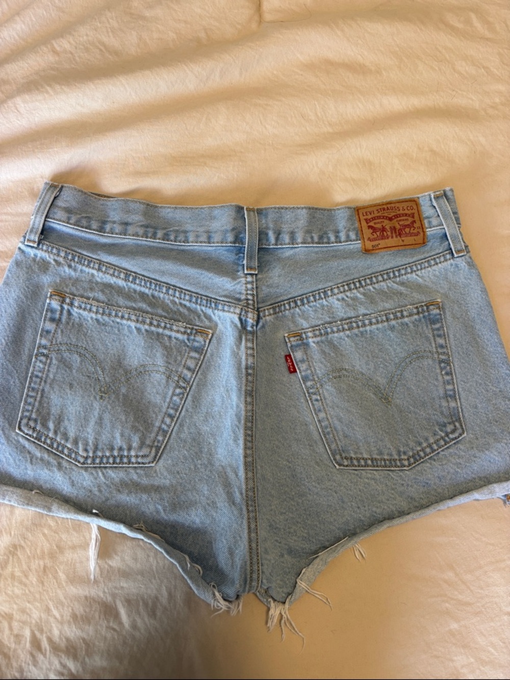 Levi's Light Blue Denim High-Rise Cutoff Shorts